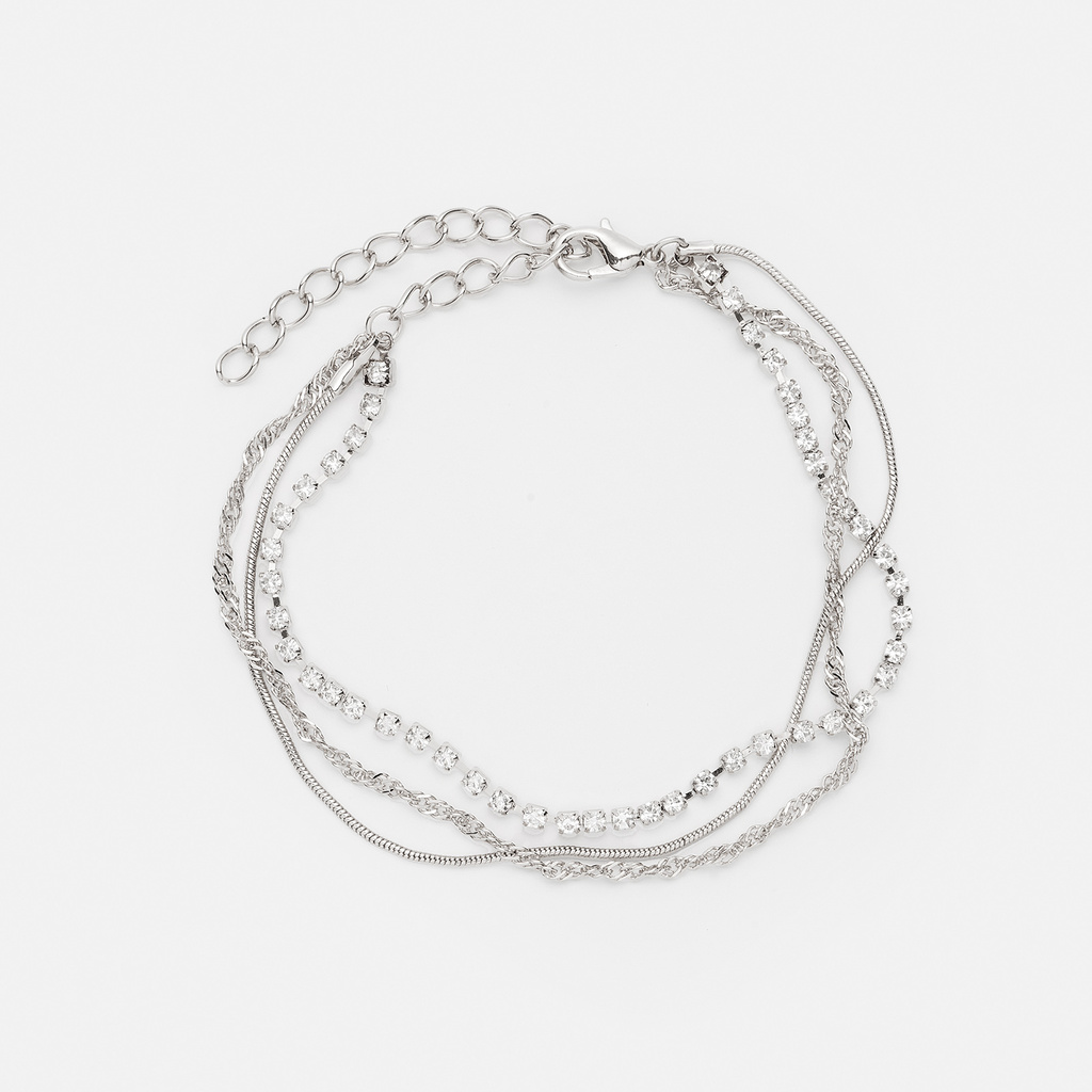 Silverfärgad fotlänk - tre kedjor, 19+6cm