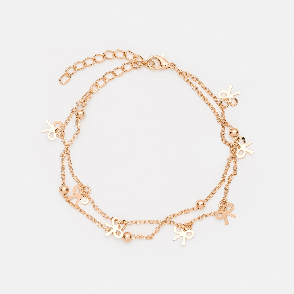 Guldfärgad fotlänk - rosetter, 20+7cm