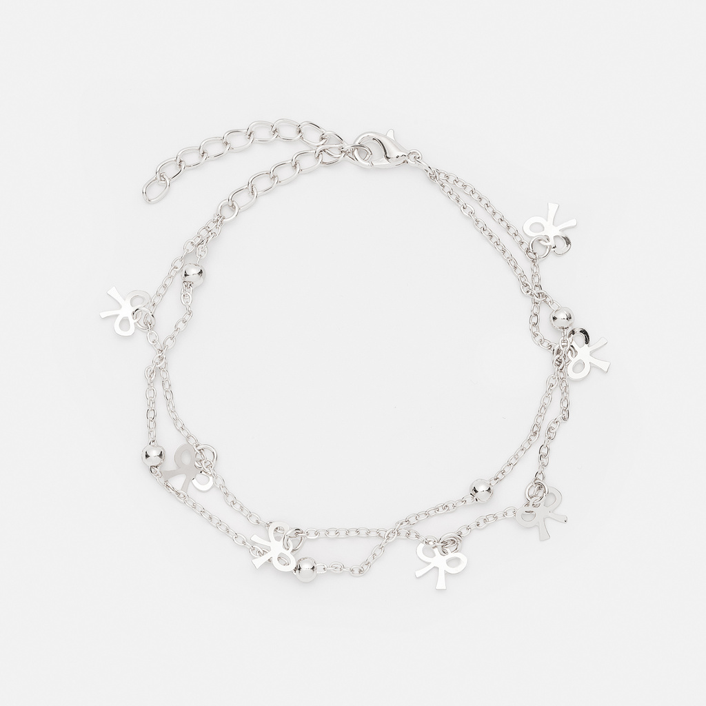 Silverfärgad fotlänk - rosetter, 20+7cm