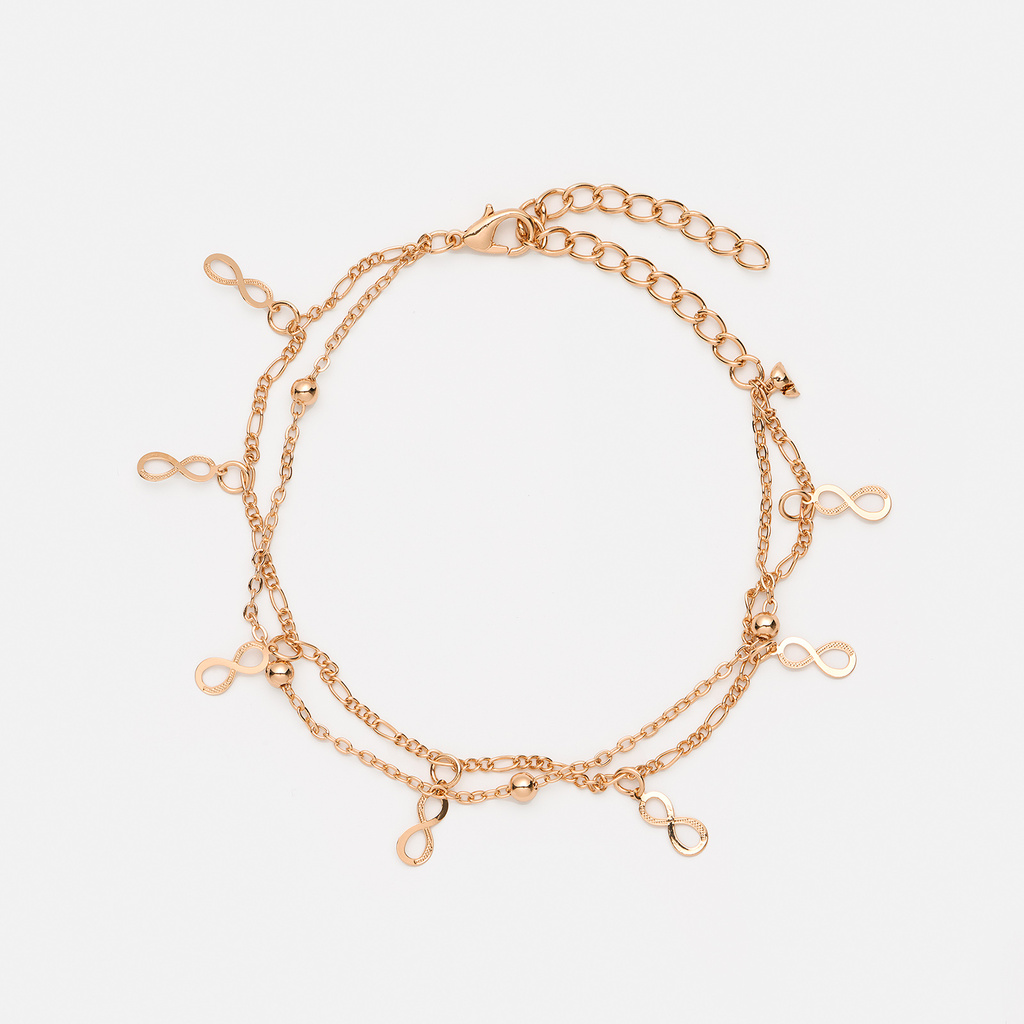 Guldfärgad fotlänk - infinitysymboler, 20+7cm
