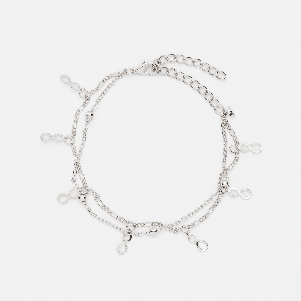 Silverfärgad fotlänk - infinitysymboler, 20+7cm