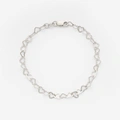 Armband dam i silver, hjärtlänk 19cm
