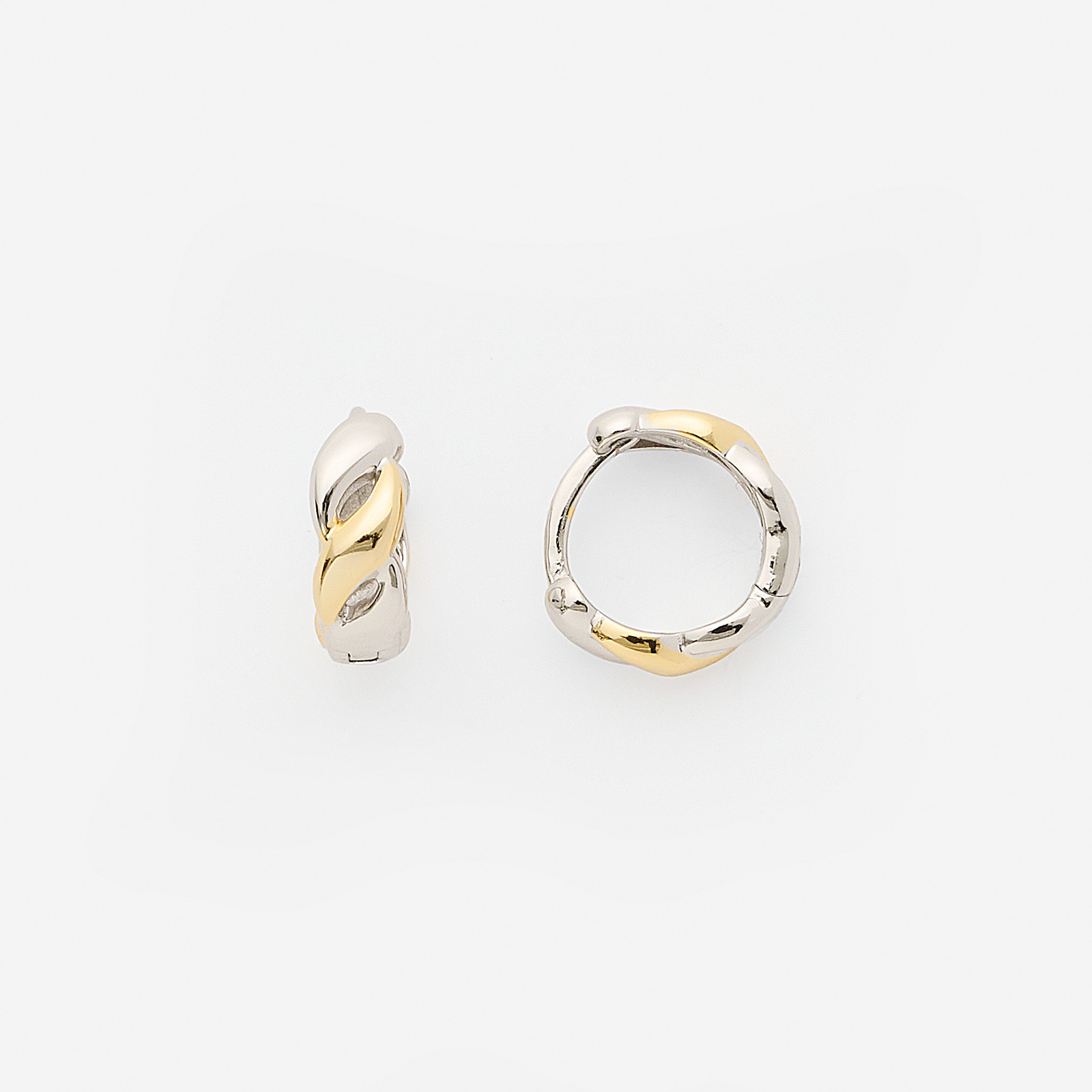 Silverörhängen bicolor - vridna hoops, 12mm