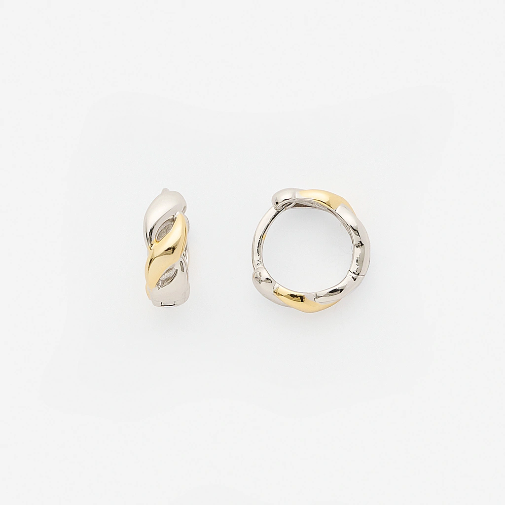 Silverörhängen bicolor - vridna hoops, 12mm