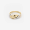 Guldpläterad silverring bicolor - vriden, st. 17,5