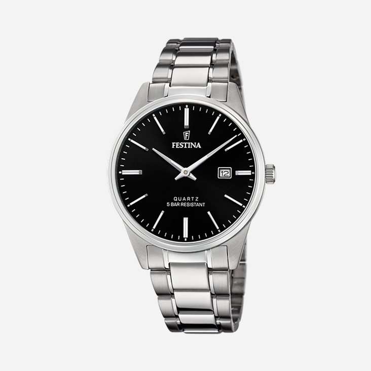 Festina F20511/4 Classic - herrklocka, stål/svart, 39mm
