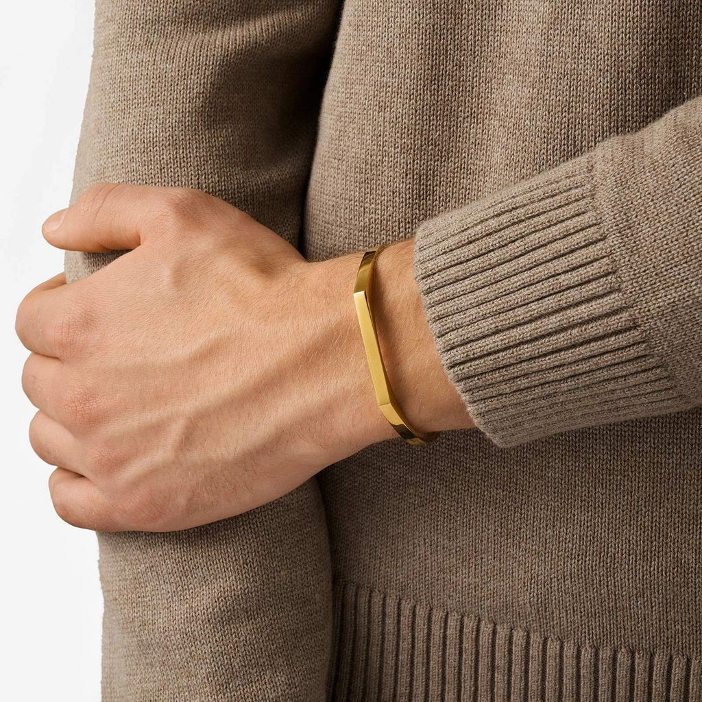 Stålarmband herr - Bangle med bricka