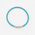 Ljusblått läderarmband med stålspänne, 19cm