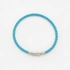 Ljusblått läderarmband med stålspänne, 16cm