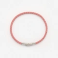 Ljusrosa läderarmband med stålspänne, 18cm