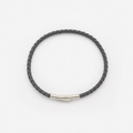 Grått läderarmband med stålspänne, 16cm