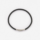 Svart läderarmband med stålspänne, 21cm
