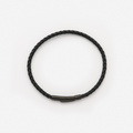 Svart läderarmband med svart stålspänne, 16cm