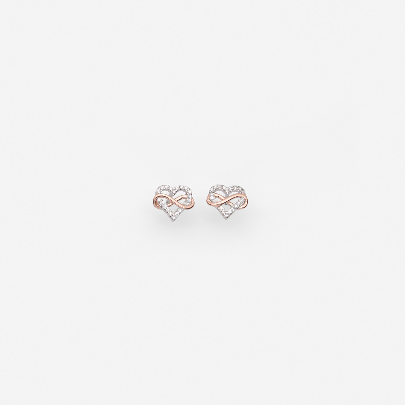 Silverörhängen bicolor - hjärta med infinitysymbol