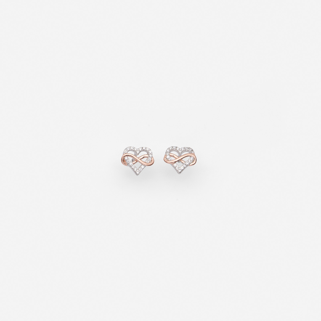 Silverörhängen bicolor - hjärta med infinitysymbol