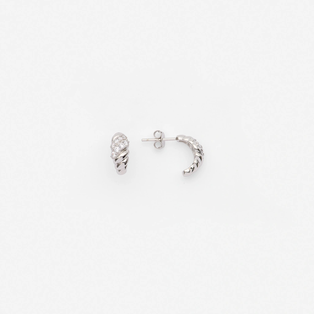 Silverörhängen - halvcreoler med Zirkonia