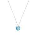 Silverhalsband - hjärtformad blå Kubisk Zirkonia, 45 cm