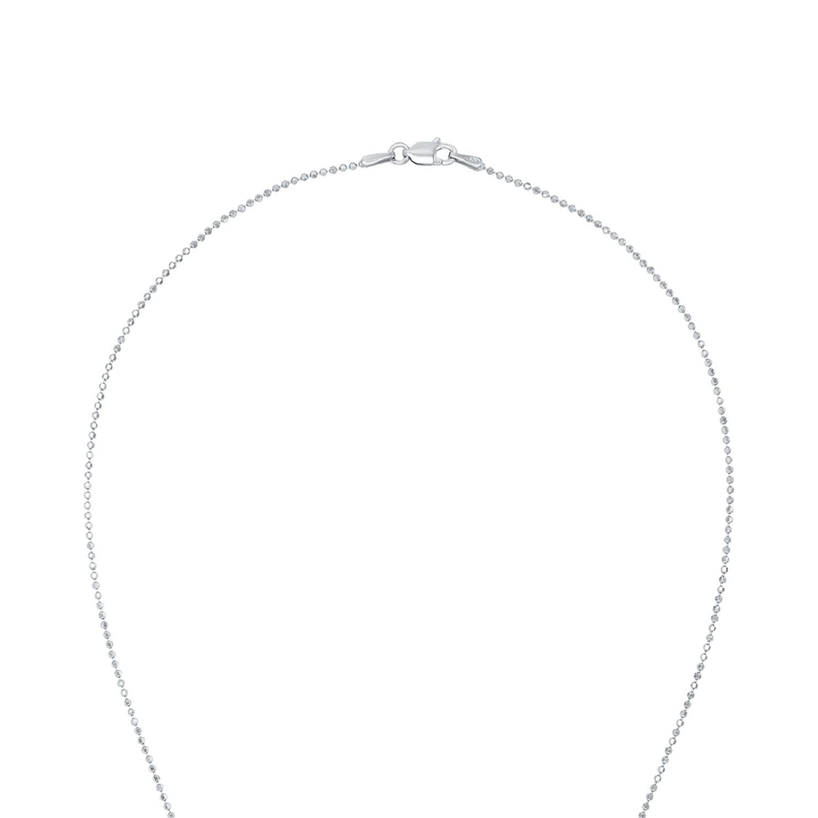 Silverhalsband, hjärtformad blå sten - 45 cm