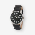 Moretime herrklocka läderband svart/svart - 42 mm