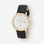 Moretime herrklocka - vit/guld, svart läderband, 40mm
