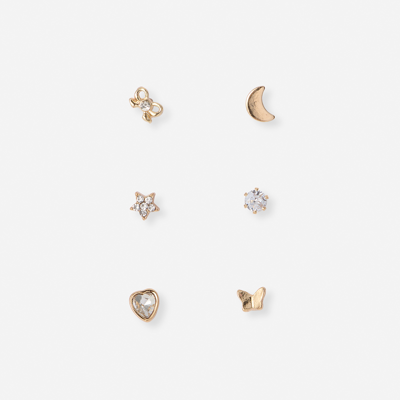 6 guldfärgade studs - olika motiv 2