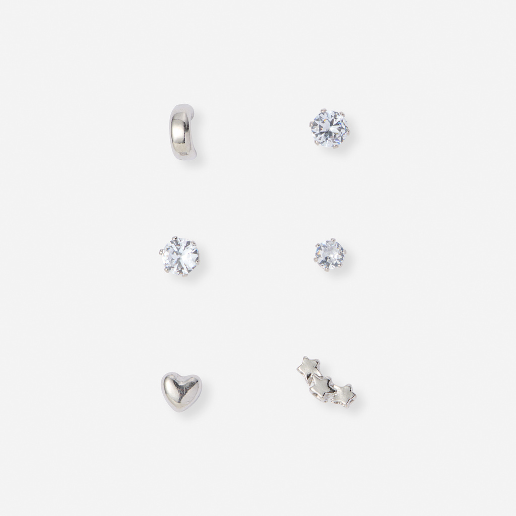 6 silverfärgade studs - olika motiv 3