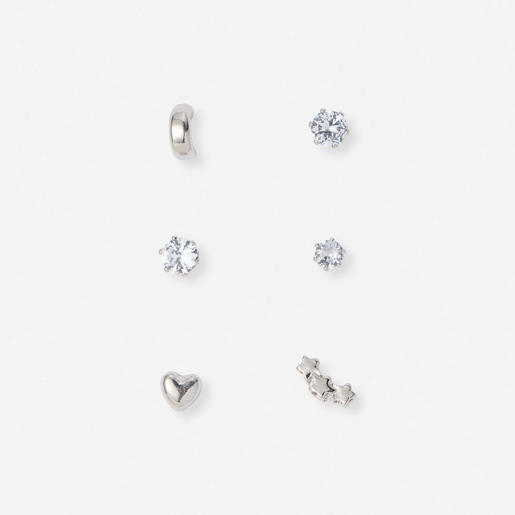 6 silverfärgade studs - olika motiv 3