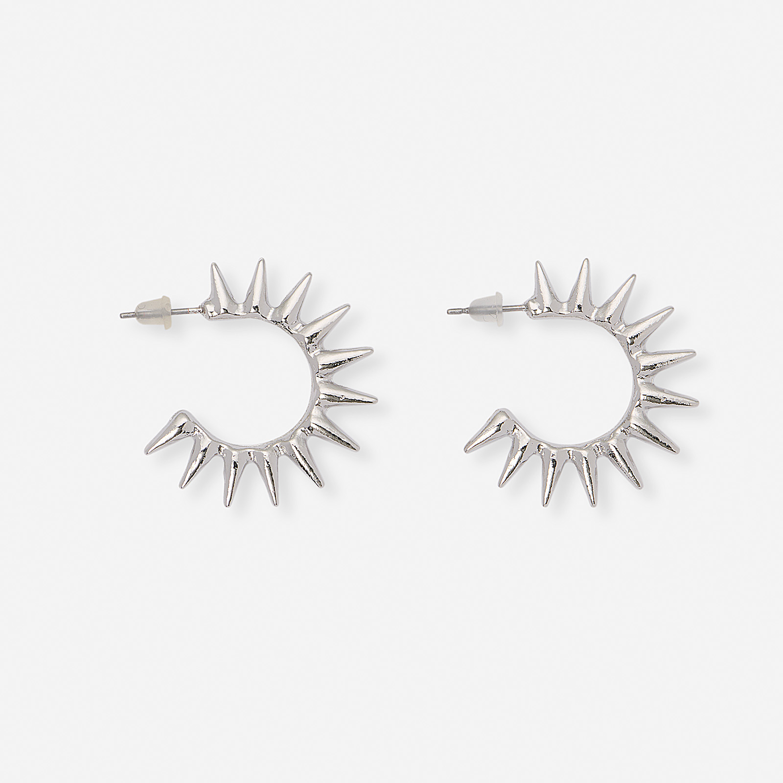 Silverfärgade örhängen - hoops, spikes, 30mm