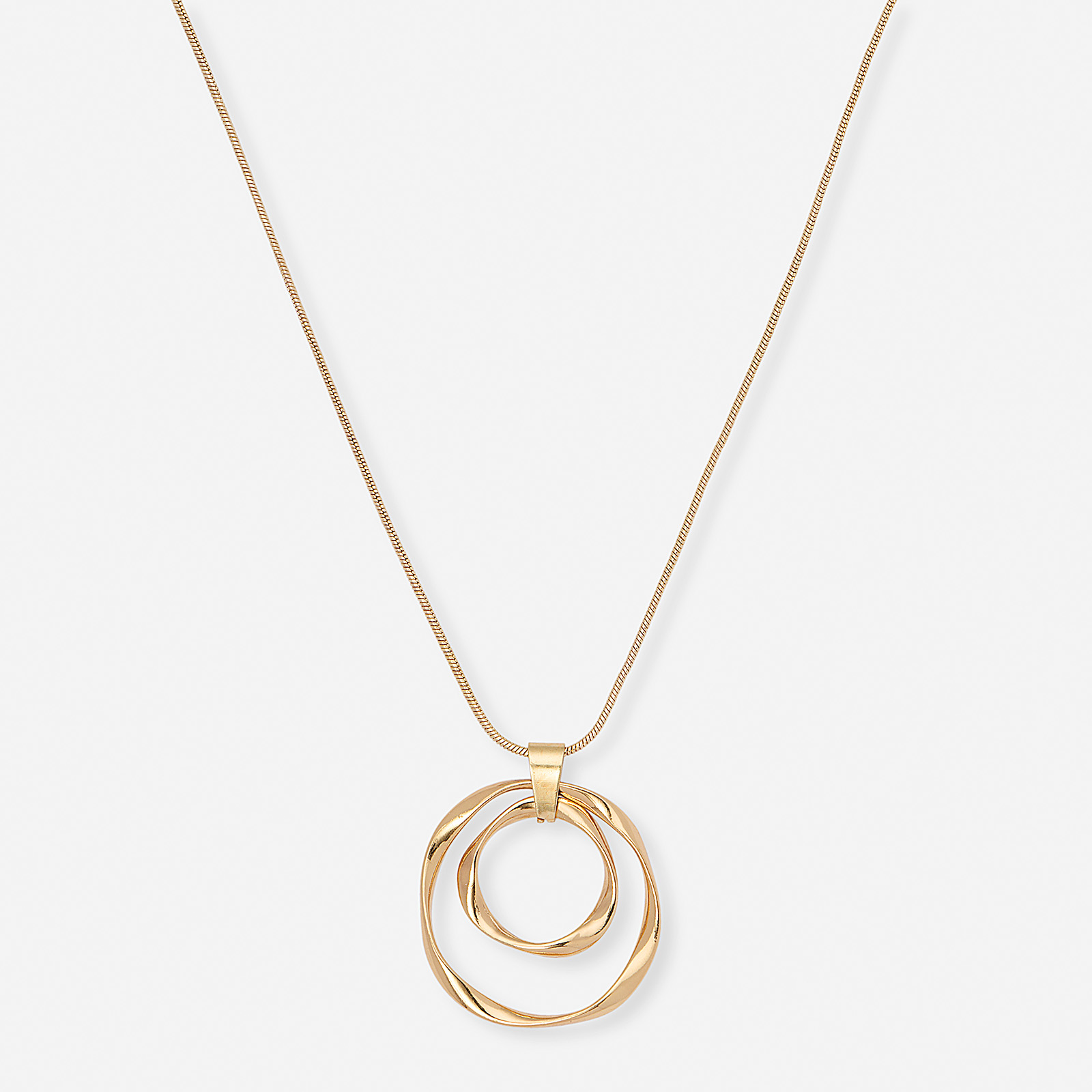 Guldfärgat halsband - vridna ringar, 60+6cm