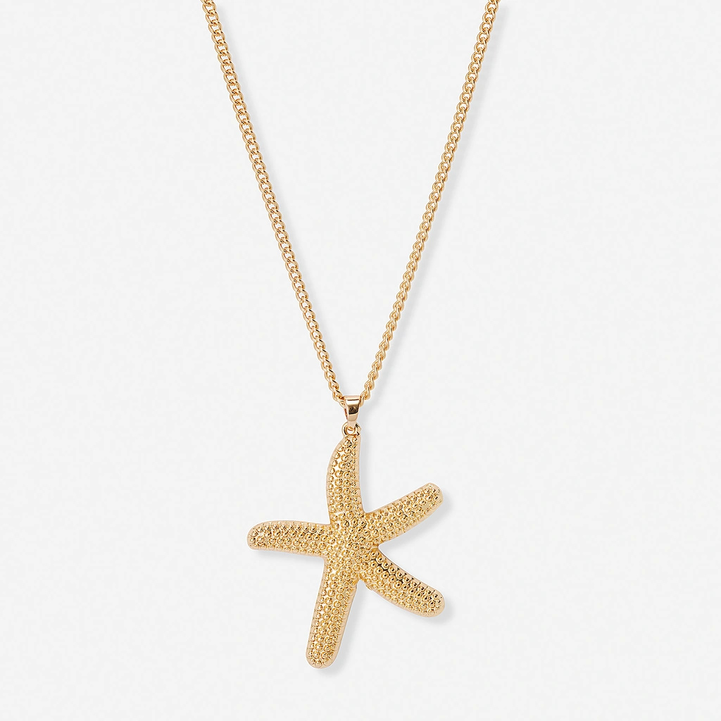 Guldfärgat halsband, sjöstjärna, 47+7cm