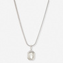 Silverfärgat halsband, åttkantigt hänge, 49+7cm