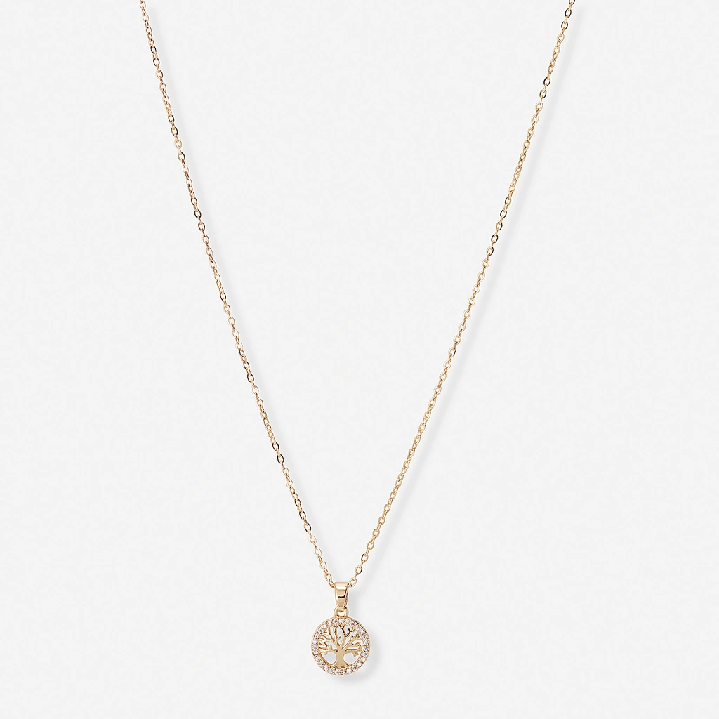 Guldfärgat halsband, livets träd, 40+6cm