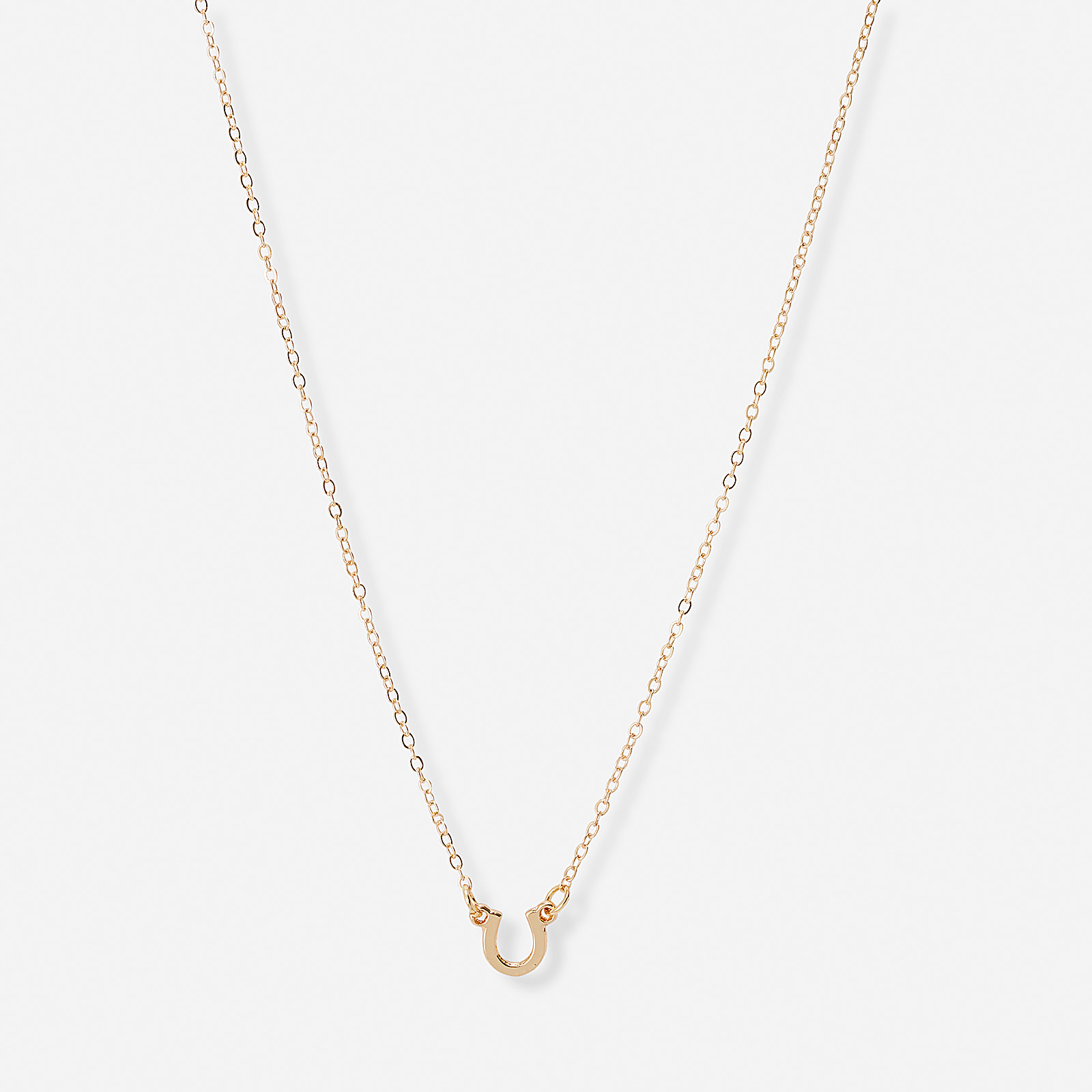 Guldfärgat halsband, hästsko, 43+7cm