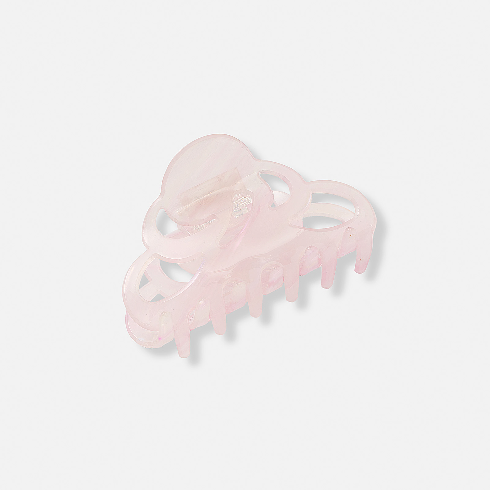 Hårklämma i melerad ljusrosa plast, 8cm