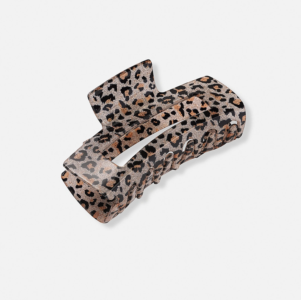 Leopardfärgad hårklämma - 10cm