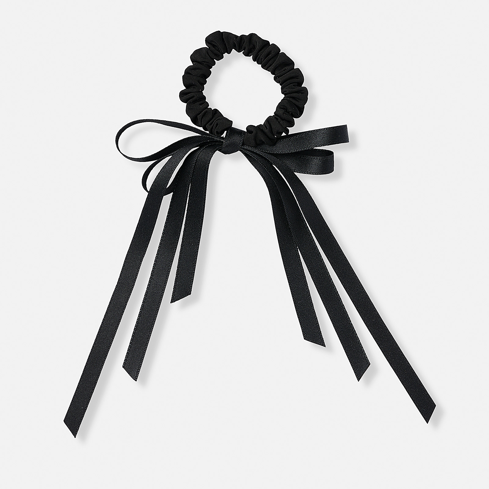 Svart scrunchie med rosett & band