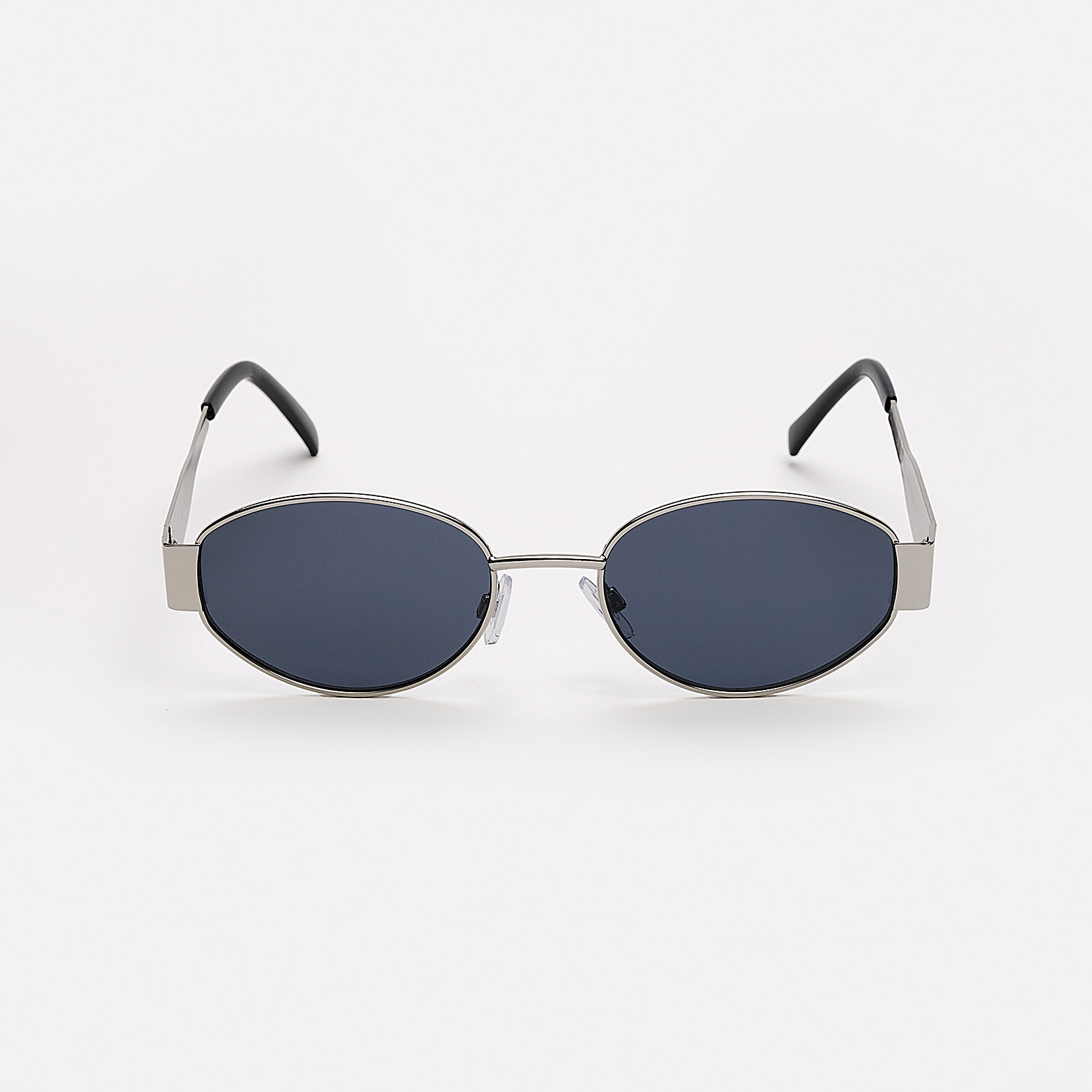 Solglasögon unisex Oval, svart glas & silverton