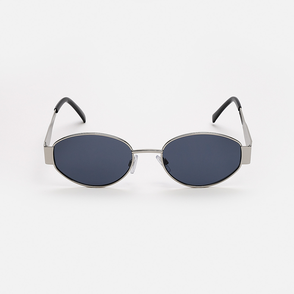 Solglasögon unisex Oval, svart glas & silverton