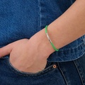 Limegrönt läderarmband med stålspänne, 16cm