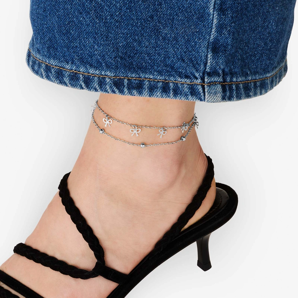 Silverfärgad fotlänk - rosetter, 20+7cm