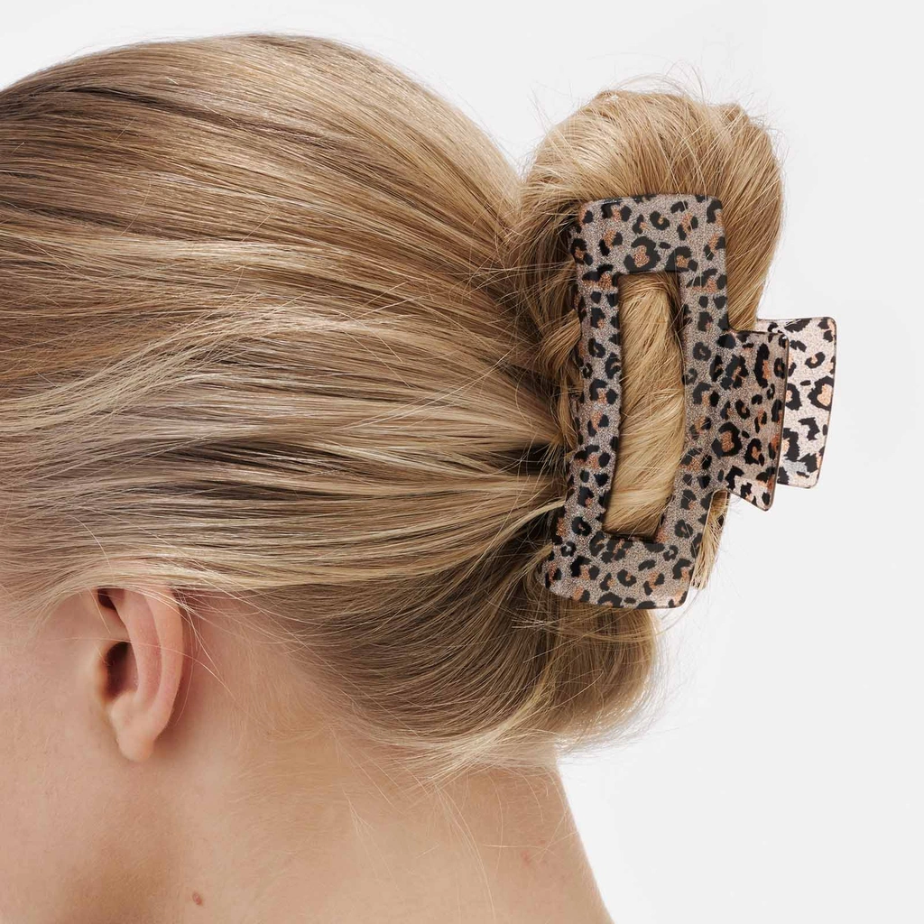 Leopardfärgad hårklämma - 10cm