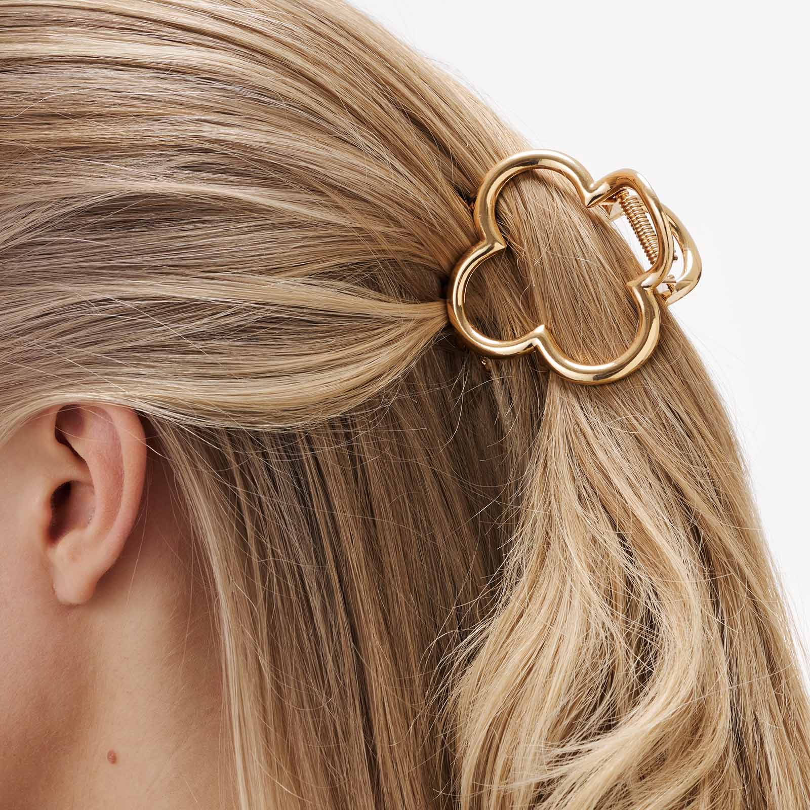 Guldfärgad hårklämma - blomma, 8,5cm