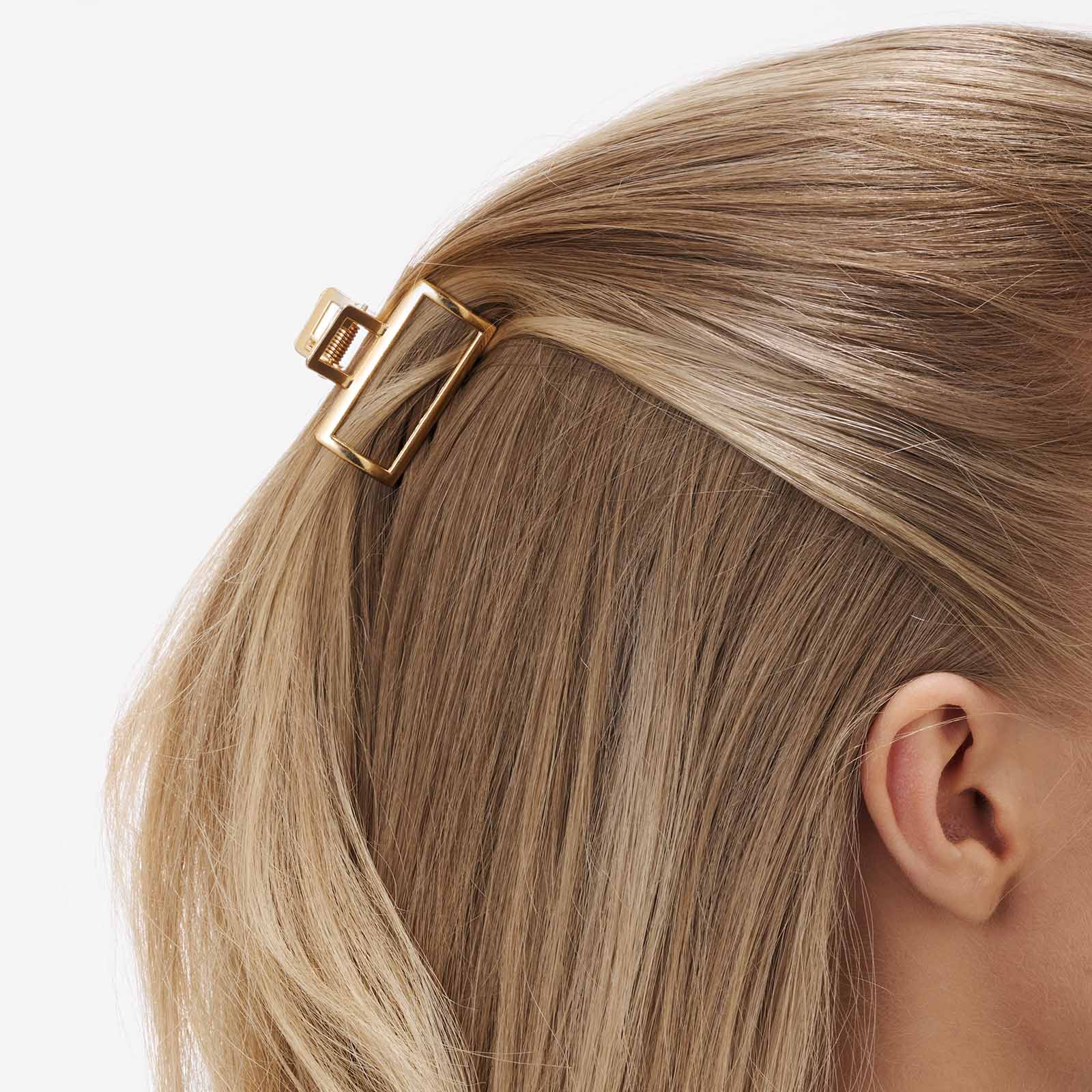 2-pack guldfärgade rektangulär hårklämma - 4cm