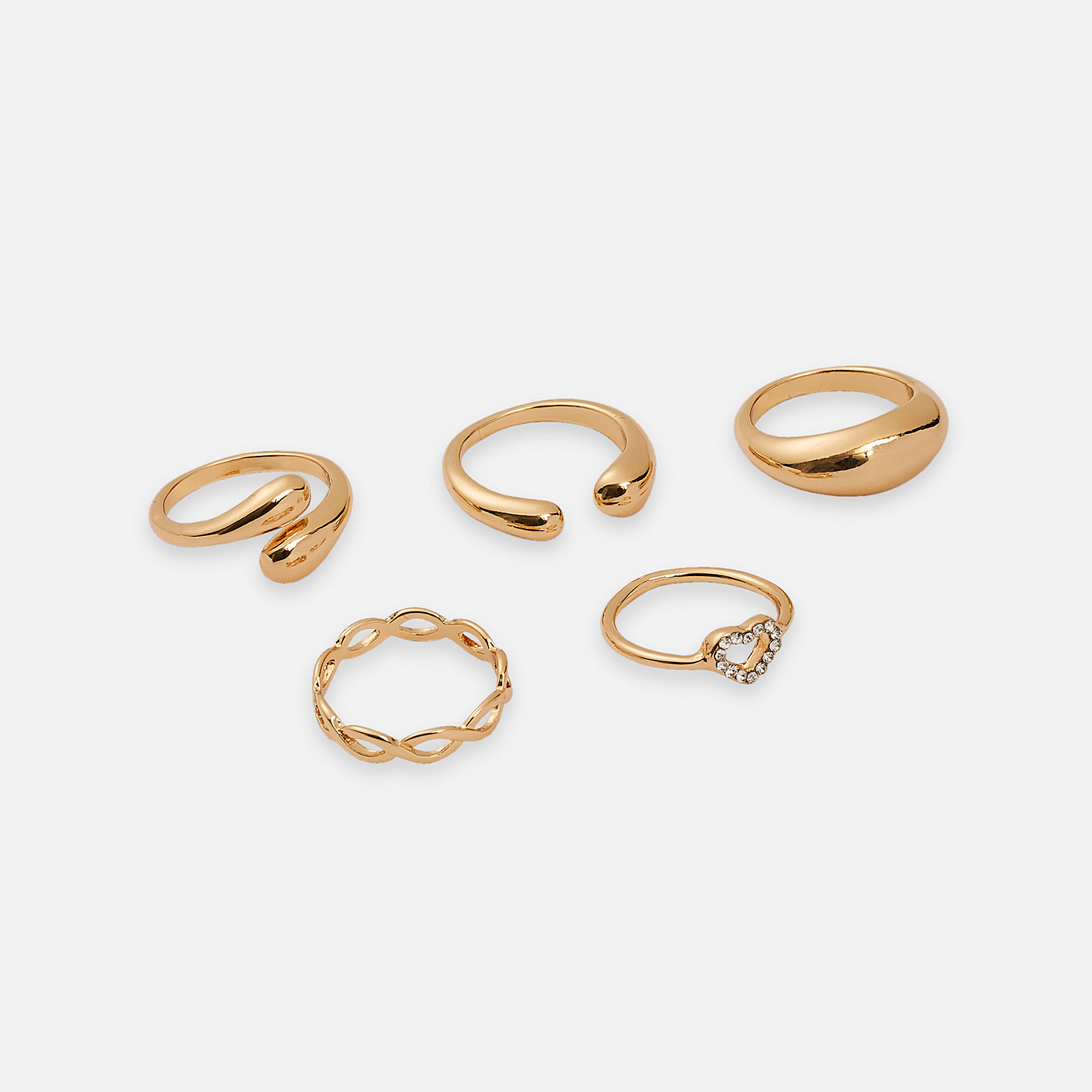 5-pack guldfärgade ringar