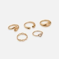 5-pack guldfärgade ringar - st.17