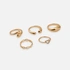 5-pack guldfärgade ringar - st.17
