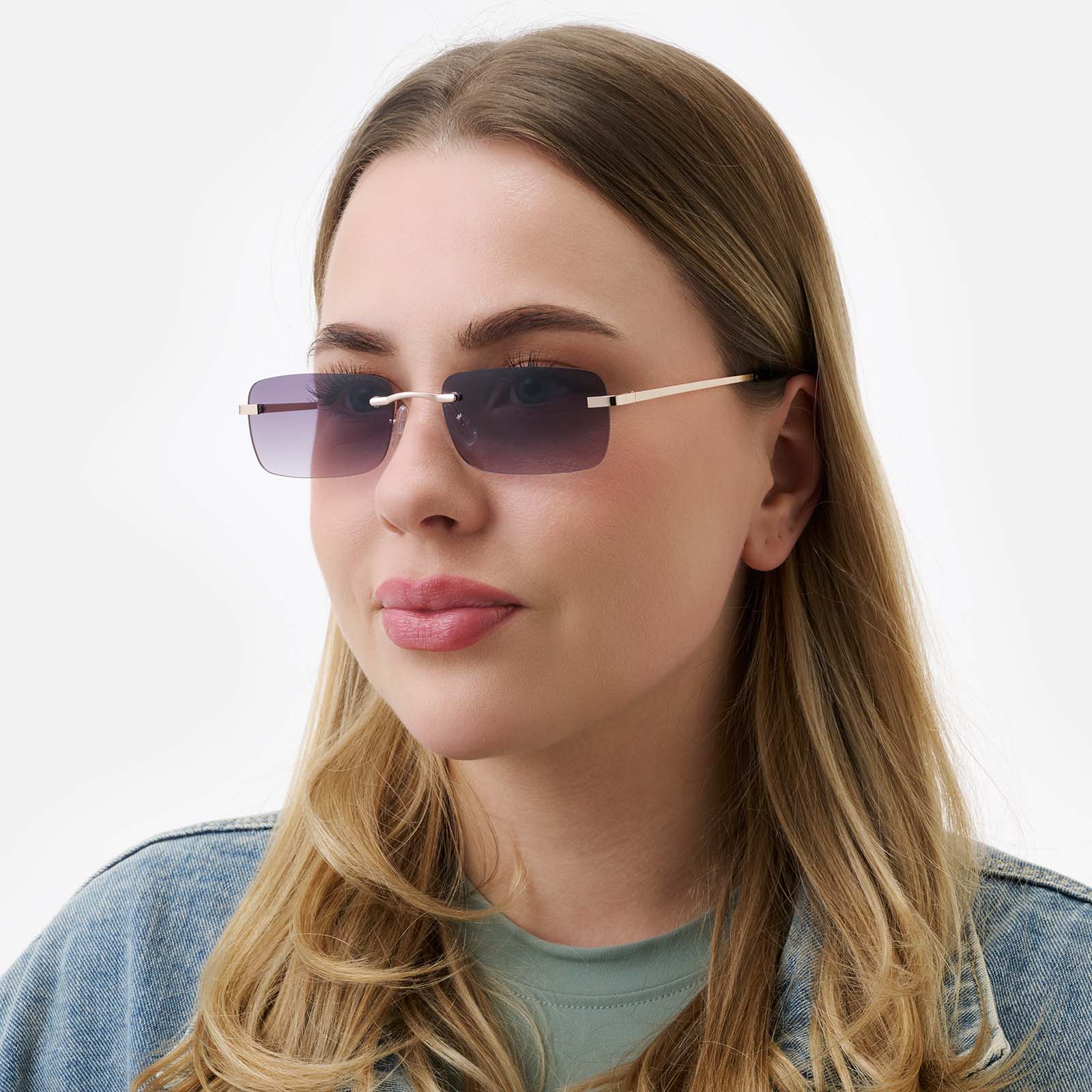 Solglasögon unisex Rectangle, gråtonat glas