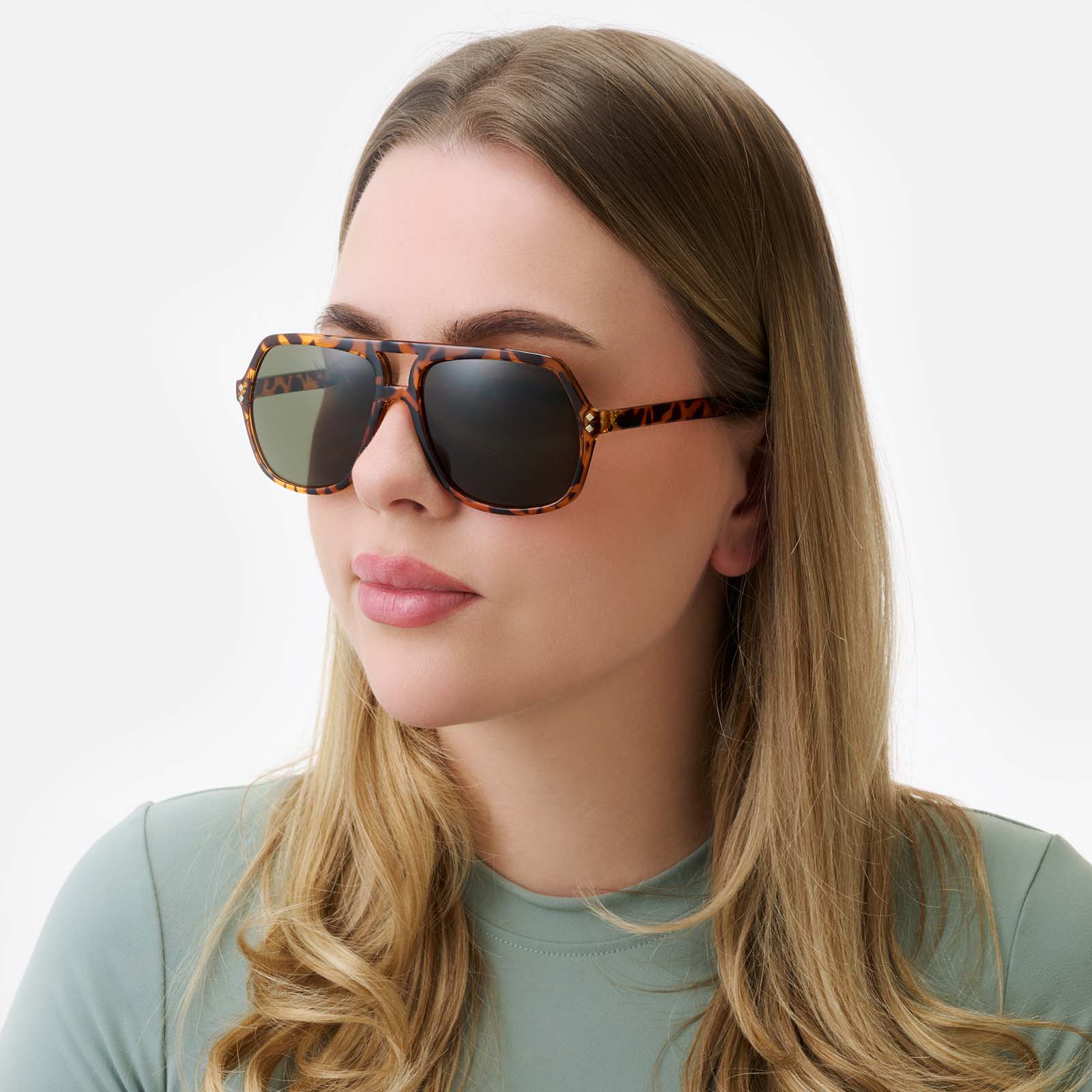 Solglasögon unisex Pilot, brunmelerade bågar