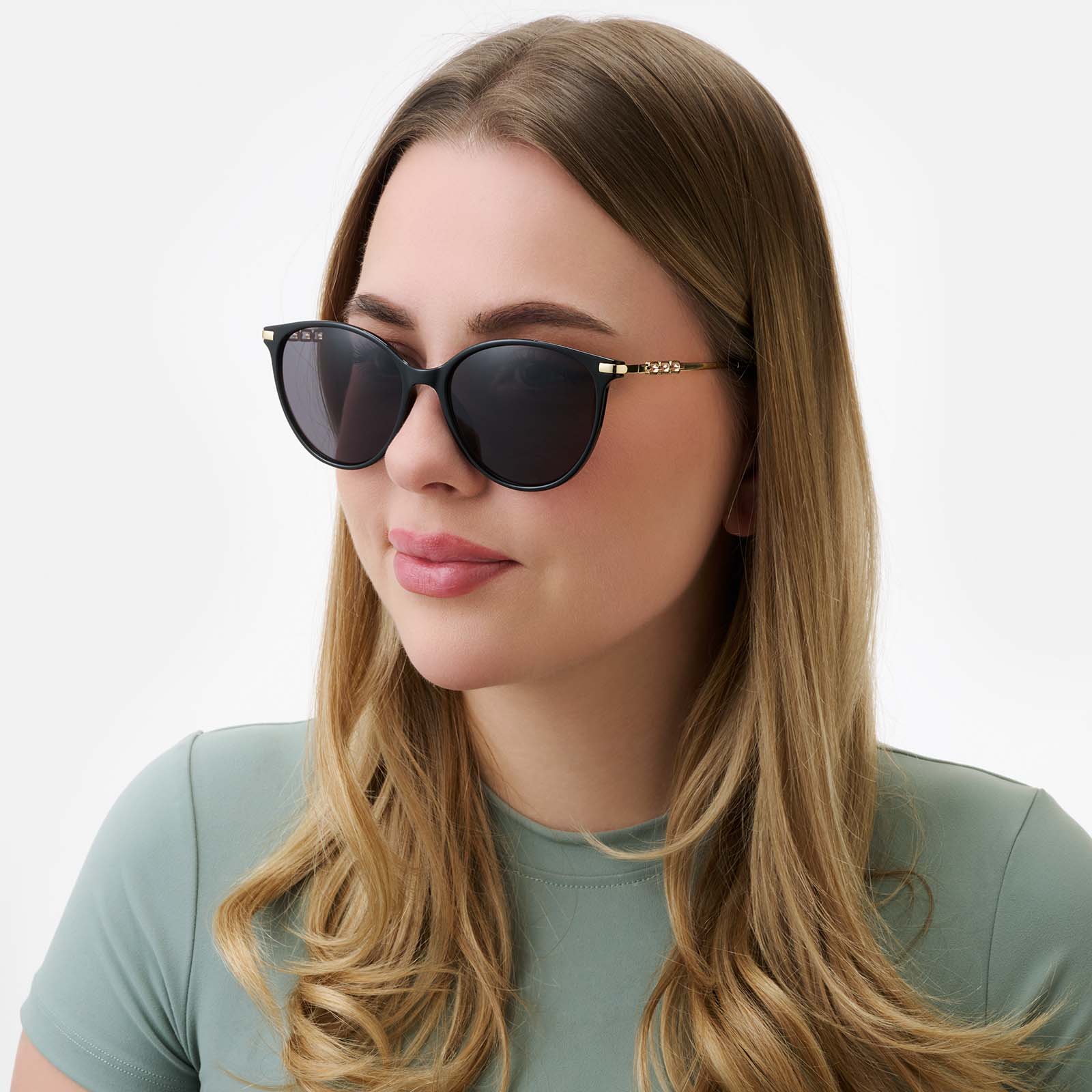 Solglasögon dam Cat Eye, svart glas & svarta bågar