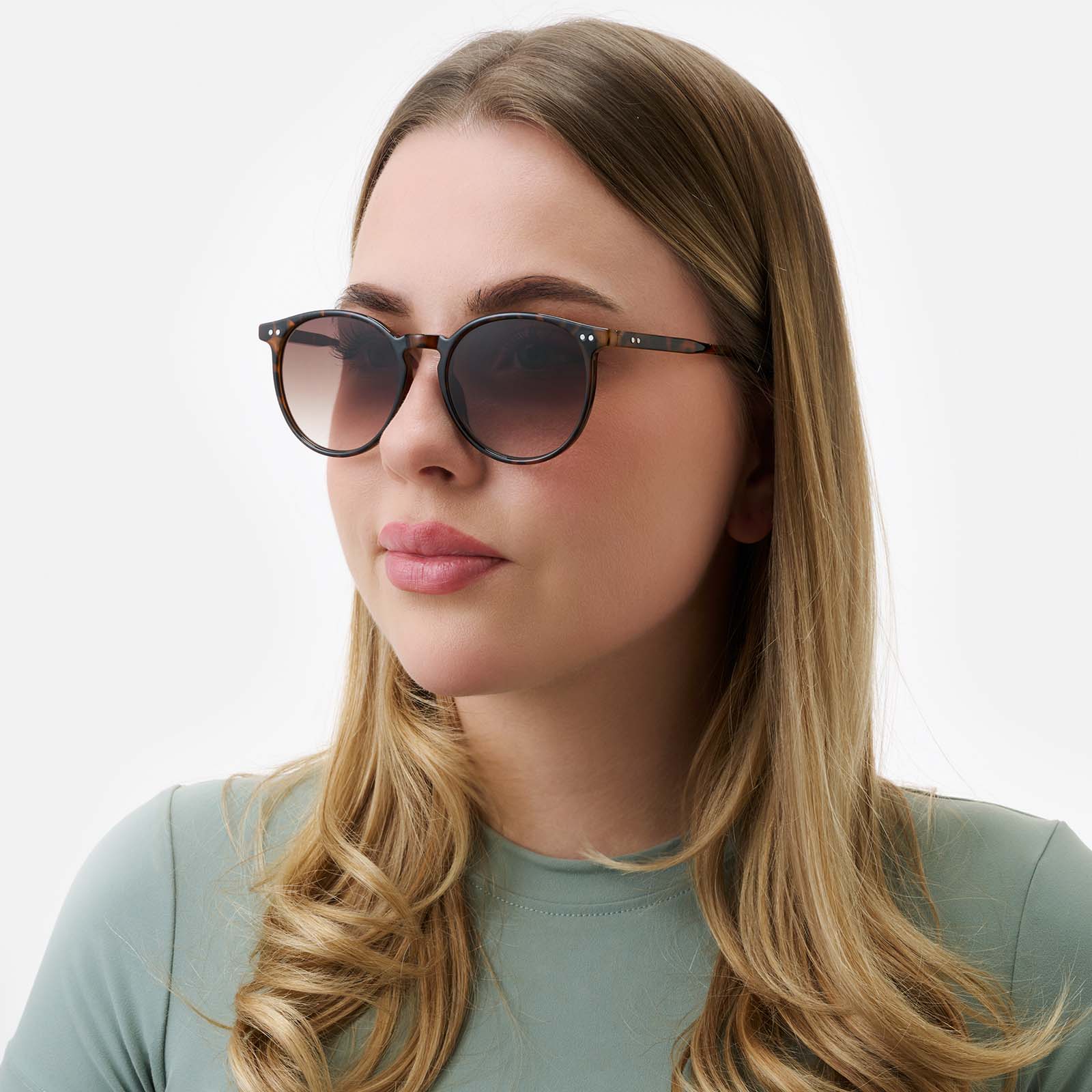 Solglasögon unisex Round, bruna bågar